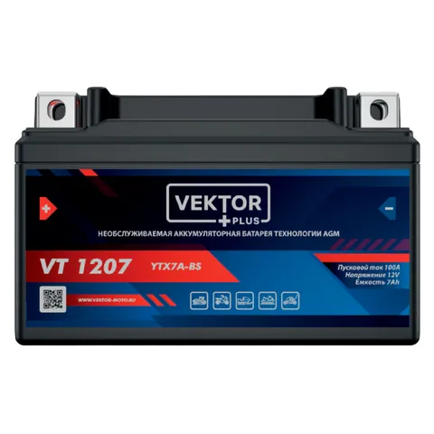 Аккумулятор VEKTOR YTX7A-BS 7 Ач 100 А, прямая полярность, YTZ7S